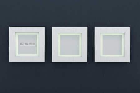Square white wooden picture framesの写真素材