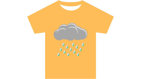 Illustration of a T-shirt with a cloud and raindropsの写真素材