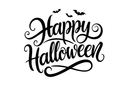 Happy Halloween lettering calligraphy text design. Vector illustration.のイラスト素材