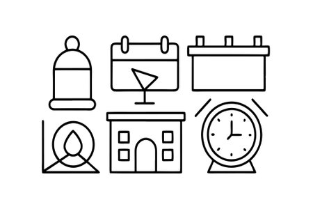 set of office icons on white background, line style, vector illustrationのイラスト素材