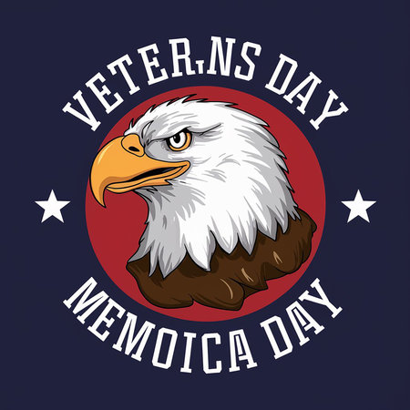 Happy veterans day poster with american eagle head vector illustration graphic designの写真素材