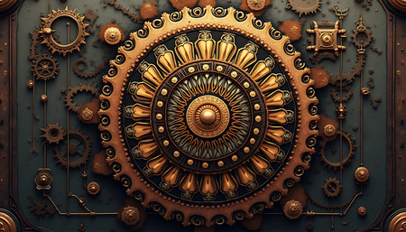 Close up of metal cogwheels on the wall. 3d renderingの写真素材