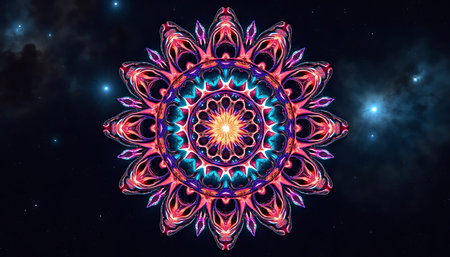 Abstract fractal illustration for creative design looks like a mandala.