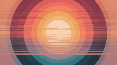abstract background with sun and waves, vector illustration, eps10