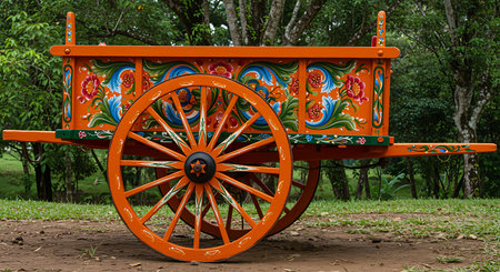 Colorful wooden cart in the park,Thailand,Asia.の写真素材