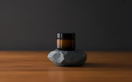 Mockup bottle of essential oil or serum on a dark backgroundの写真素材