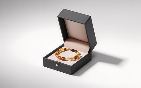 Jewelry in a black box, 3d render on gray backgroundの写真素材