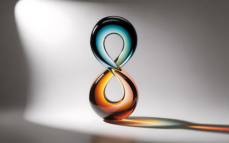 3D Illustration of a Hourglass with Light in the Backgroundの写真素材