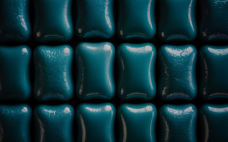 Turquoise leather background. Close up of blue leather texture.の写真素材