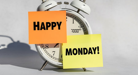 White alarm clock with orange and yellow sticky notes. Clear details and vibrant colors enhance v...の写真素材