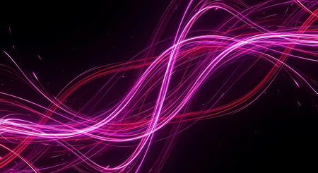 Abstract background with a glowing abstract waves, design with copyspaceの写真素材