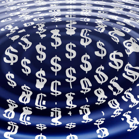 Dollar signs on blue. (ripples in the economy)の写真素材
