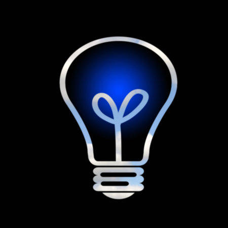 Abstract illustration of light bulb on blackの写真素材