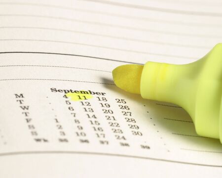 Hi-lighted date in diary calendarの写真素材