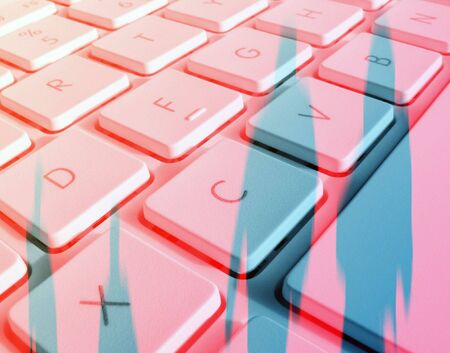 Abstract of shadows on red background. (Edges around shapes have have motion blur effect).の写真素材