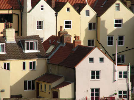 Colorful Whitby houses. Whitby, North Yorkshire, UK.の写真素材