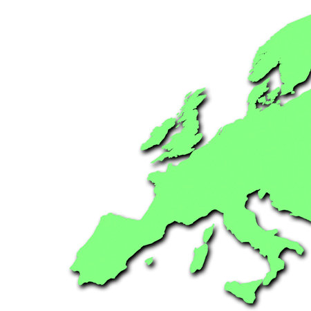 Green outline map of Europe on whiteの写真素材