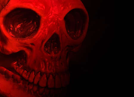 mask on black with red lighting effectの写真素材