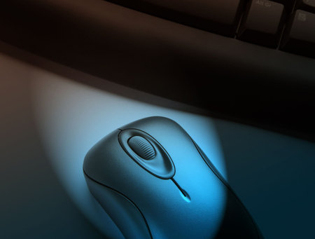Spotlight effect illuminates wireless keyboard and mouse     