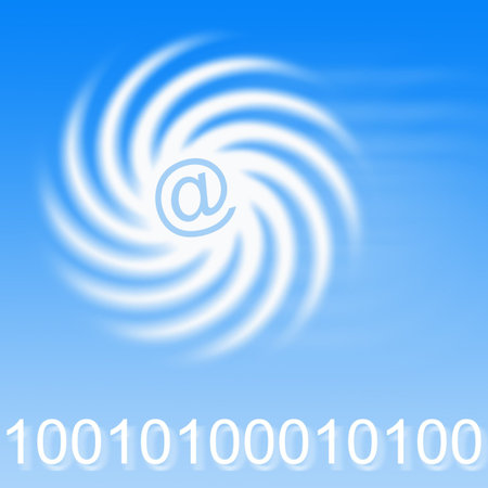 Conceptual Illustration showing email symbol with line of numbersの写真素材