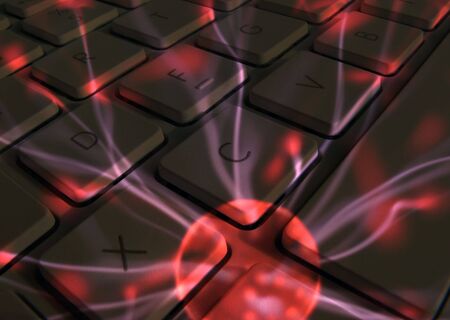 Closeup of laptop keyboard with plasma effectの写真素材