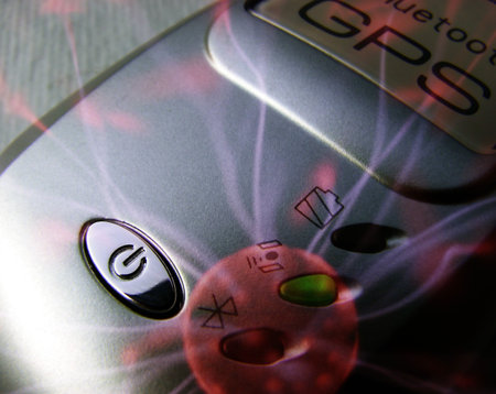 Satellite navigation equipment overlaid with plasma effect