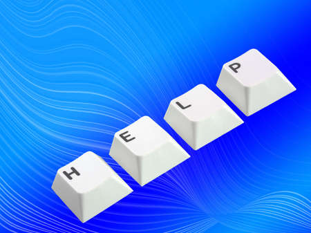Conceptual image of computer keys spelling help.の写真素材