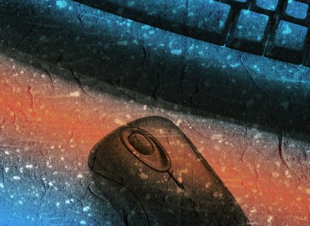 Grunge texture applied to keyboard and mouse  の写真素材