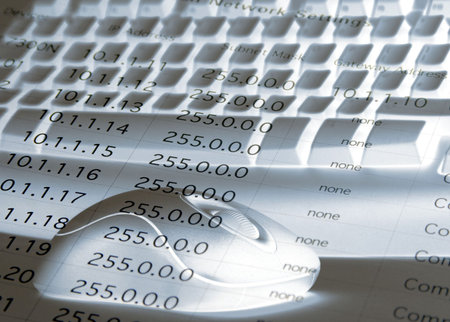 IP network addresses overlaid onto computer keyboard