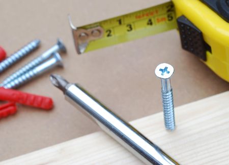 DIY tools with focus on crosshead screwの写真素材