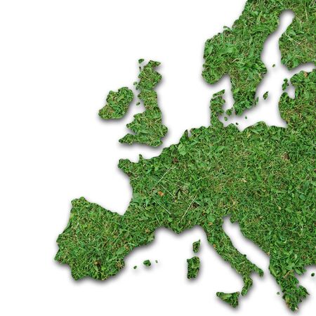 Outline map of Europe filled with grassの写真素材
