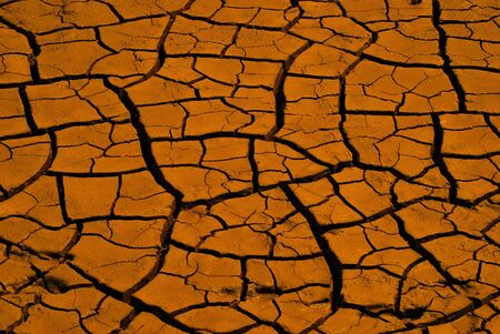 Orange color applied to dry river bedの写真素材