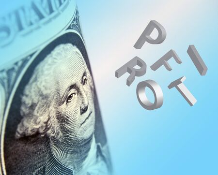 Washington on dollar bill watches profit tumbleの写真素材