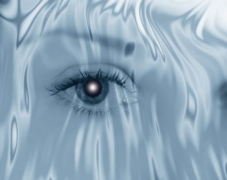Surreal image showing eye overlaid with abstract backgroundの写真素材