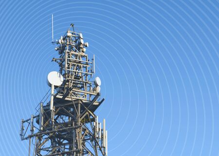 Communication concept showing mast overlaid with ringsの写真素材