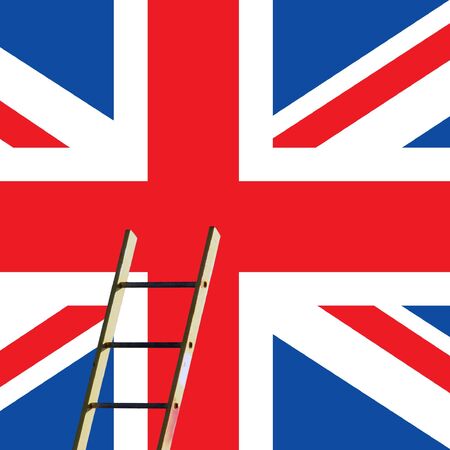 British Union Jack flag overlaid with builders ladderの写真素材
