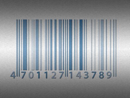 Silmulated stainless steel pattern overlaid with barcodeの写真素材