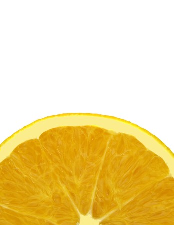 Closeup of sliced orange on white backgroundの写真素材