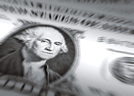 Washington on US dollar note with zoom effectの写真素材