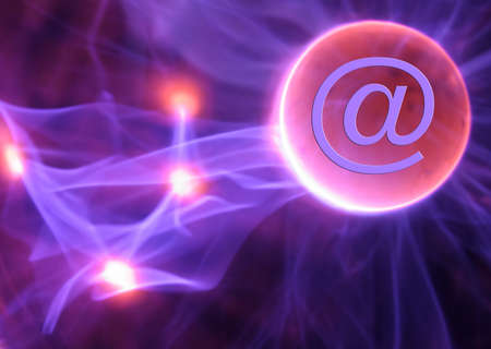 Internet concept showing email symbol over plasma backgroundの写真素材
