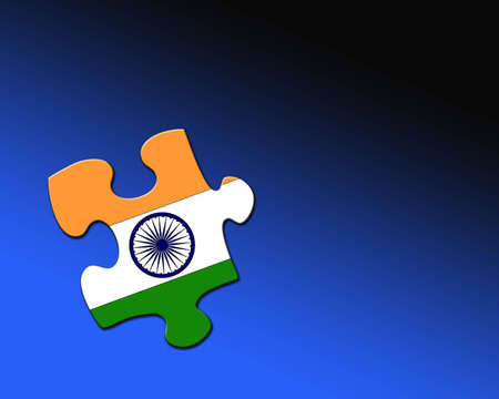 A single jigsaw piece filled with flag of India の写真素材