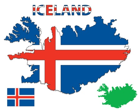 Outline map of Iceland filled with their flagのイラスト素材