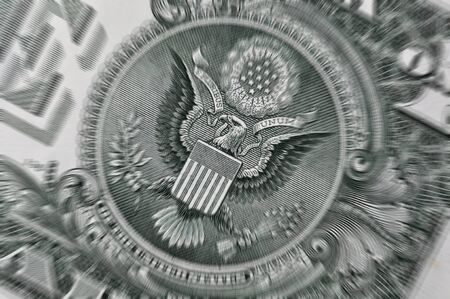 Macro image of US Dollar bill with zoom blur for effectの写真素材