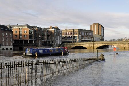 View of flooded River Ouse in City of York の写真素材