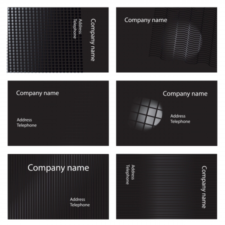 Six white and black business card designsのイラスト素材