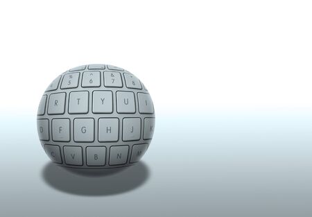 Computer keyboard distorted into a ball shape on a graduated backgroundの写真素材