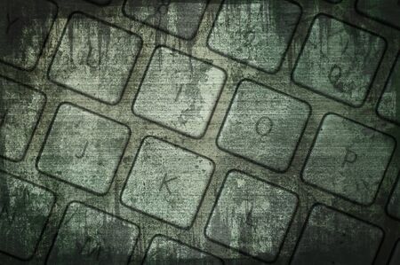 Closeup of computer keyboard overlaid with grunge patternの写真素材