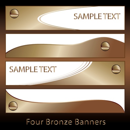 Four horizontal metallic bronze colored banner designs.のイラスト素材