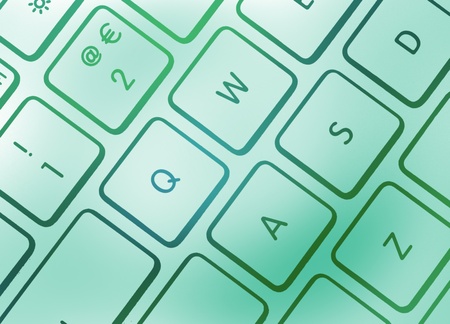 Closeup of computer keyboard keys overlaid with blue abstract pattern.の写真素材