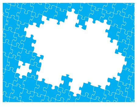 Blue jigsaw pattern with hole for your own design. Jigsaw pieces can be moved or removed to suit your own artwork.のイラスト素材